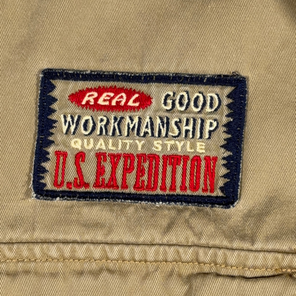 Vintage US Expedition Shirt Adult LARGE Brown Patches Scouts Outdoor Safari 90s - Picture 4 of 11